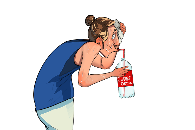 While resting and wiping the perspiration (respiration) from my brow, I drank glucose to replenish the energy used